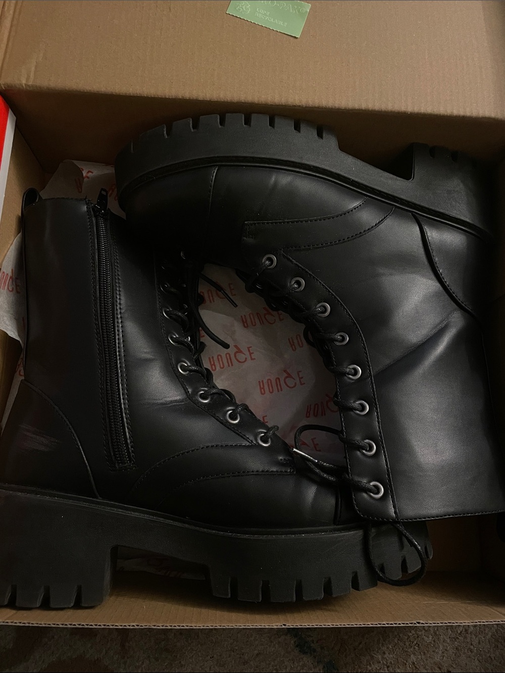 Black Lug Sole Combat Boots